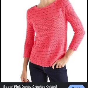 Boden Pink Crochet Knitted Sweater
